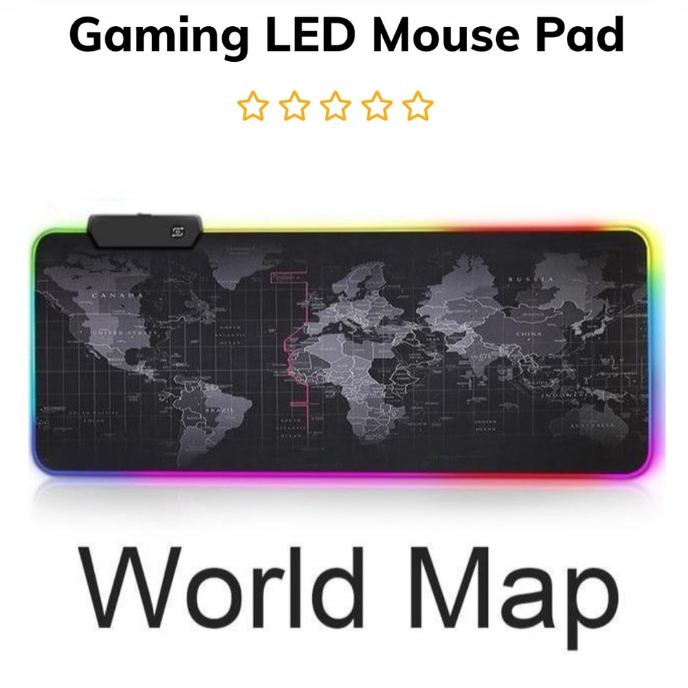 🆕LED Color Changing Gaming Mousepad - World Map Design - Picture 2 of 5
